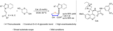 Graphical abstract: Construction of thioglycoside bonds via an asymmetric organocatalyzed sulfa-Michael/aldol reaction: access to 4′-thionucleosides