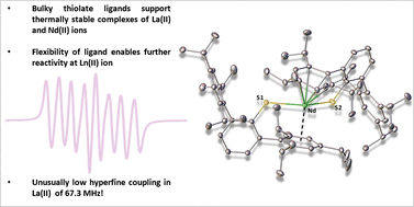 Graphical abstract: Exploring sulfur donor atom coordination chemistry with La(ii), Nd(ii), and Tm(ii) using a terphenylthiolate ligand