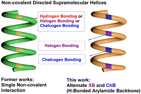 Graphical abstract: Multiple non-covalent-interaction-directed supramolecular double helices: the orthogonality of hydrogen, halogen and chalcogen bonding