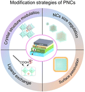 Graphical abstract: Modification strategies of lead halide perovskite nanocrystals for efficient and stable LEDs