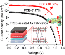 Graphical abstract: Air-fabricated CsPbIBr2 perovskite film for efficient and stable solar cells by a triacetyl resveratrol additive