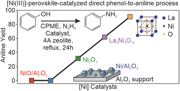 Graphical abstract: Nickel-based perovskite-catalysed direct phenol-to-aniline liquid-phase transformations