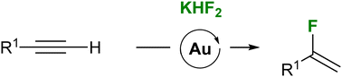 Graphical abstract: Gold-catalyzed hydrofluorination of terminal alkynes using potassium bifluoride (KHF2)