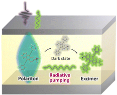 Graphical abstract: Radiative pumping in a strongly coupled microcavity filled with a neat molecular film showing excimer emission