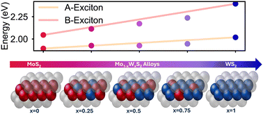 Graphical abstract: Colloidal 2D Mo1−xWxS2 nanosheets: an atomic- to ensemble-level spectroscopic study