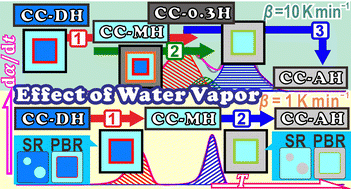 Graphical abstract: Water vapor effect on the physico-geometrical reaction pathway and kinetics of the multistep thermal dehydration of calcium chloride dihydrate