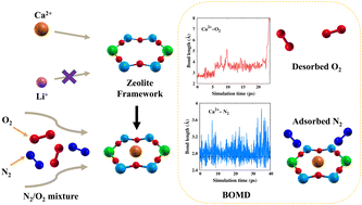 Graphical abstract: Evaluating the preferential adsorption of N2 from a binary mixture of N2/O2 on extra-framework cations of zeolites: a computational and experimental study