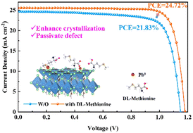 Graphical abstract: High-efficiency and stable perovskite solar cells viadl-methionine-enhanced crystallization and defect passivation