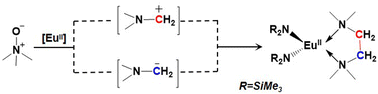 Graphical abstract: Formation of N,N,N′,N′-tetramethylethylenediamine via coupling of the two charge reversed C–N bonds of Me3NO in the presence of an Eu(ii) bis(trimethylsilyl)amide complex