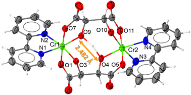 Graphical abstract: A homochiral tartrate-bridged dinuclear chromium(iii) complex anion with a resonance-assisted hydrogen bond for proton conduction