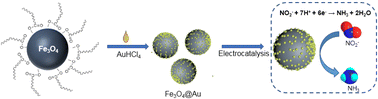 Graphical abstract: Construction of Fe3O4@Au catalysts via the surface functional group effect of ferric oxide for efficient electrocatalytic nitrite reduction