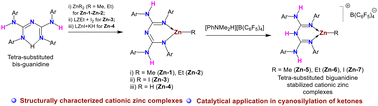 Graphical abstract: Bulky bis-guanidine ligand-based neutral and cationic zinc alkyl, halide, and hydride complexes: synthesis, characterization, and catalytic application