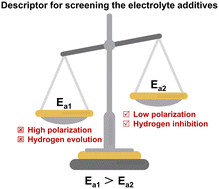 Graphical abstract: An effective descriptor for the screening of electrolyte additives toward the stabilization of Zn metal anodes