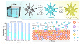 Graphical abstract: Integrating oxophilic and protophilic properties in a multivalent Co9S8@CoMoPx electrode to boost alkaline hydrogen evolution