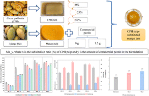 Graphical abstract: Valorization of cocoa (Theobroma cacao L.) pod husks as a fruit pulp substitute in mango jam formulations: effects on jam qualities during storage and sensory discrimination