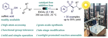 Graphical abstract: Light-promoted photocatalyst-free and redox-neutral hydrosulfonylation of unactivated alkenes using sulfinic acid