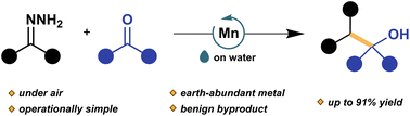 Graphical abstract: Manganese-catalyzed nucleophilic addition of aldehydes to carbonyl compounds via hydrazone umpolung on water