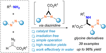 Graphical abstract: Catalyst-free synthesis of hydrazino-containing glycine derivatives via a diaziridine in situ formation/ring-opening cascade