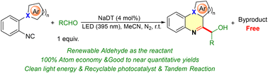 Graphical abstract: Decatungstate-photocatalyzed tandem acylation/cyclization/self-hydrogenation of isocyanides with aldehydes to hydroxyalkylated N-heteroarenes via multiple hydrogen atom transfer