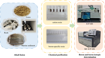 Graphical abstract: Purification of boron using a combination of cationic and boron-specific resins and determination of boron isotopic composition in sediments by MC-ICP-MS