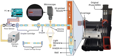 Graphical abstract: Automated dynamic inlet microfluidics system: 3D printer adaptation for cost-effective, low volume, on-demand multi-analyte droplet generator