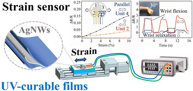 Graphical abstract: Flexible strain sensors based on silver nanowires and UV-curable acrylate elastomers for wrist movement monitoring