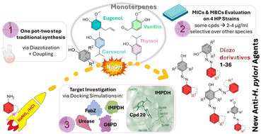 Graphical abstract: Azo derivatives of monoterpenes as anti-Helicobacter pylori agents: from synthesis to structure-based target investigation