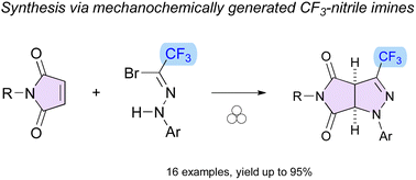 Graphical abstract: Trapping in situ generated CF3-nitrile imines with maleimides under solvent-free mechanochemical conditions