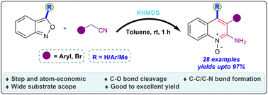 Graphical abstract: KHMDS mediated ring-opening/reconstruction of anthranils with arylacetonitriles: synthesis of multisubstituted 2-aminoquinoline N-oxides