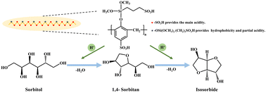 Graphical abstract: Catalytic dehydration of sorbitol to isosorbide over sulfonated phenolic resins with surface hydrophobic modification