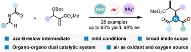 Graphical abstract: Highly enantioselective allylic amination reaction through aerobic oxidative organo–organo dual catalytic system