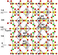 Graphical abstract: Hydrothermally synthesized first acentric apatite (Bi5Na5)[PO4]6Cl2 with wide Bi–Na isomorphism and doubled c-axis