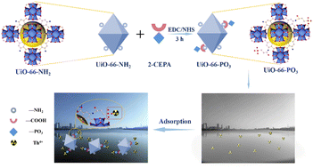 Graphical abstract: Highly efficient adsorption of thorium(iv) from aqueous solutions by functionalized UiO-66 with abundant phosphonic acid active sites