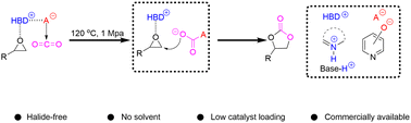 Graphical abstract: Halide-free pyridinium base binary organocatalyst for the cycloaddition of carbon dioxide to epoxides