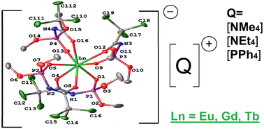 Graphical abstract: The influence of different cations on the structure and spectral properties of Ln3+ tetrakis-complexes with the CAPh-type ligand dimethyl-N-trichloroacetylamidophosphate