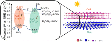 Graphical abstract: An in situ spectroscopic study of 2D CuS/Ti3C2 photocatalytic CO2 reduction to C1 and C2