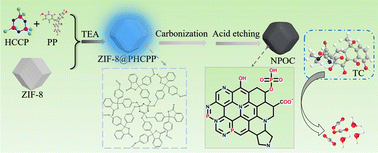 Graphical abstract: Preparation of N, P, O tri-doped carbon microspheres derived from ZIF-8@polyphosphazene for the elimination of TC
