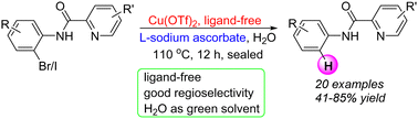 Graphical abstract: l-Sodium ascorbate-promoted ligand-free Cu-catalyzed hydrodehalogenation of o-halopicolinanilides in water