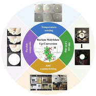 Graphical abstract: Barium molybdate up-conversion nanoscale particles with IR-LED chip, temperature sensing, and anti-counterfeiting applications