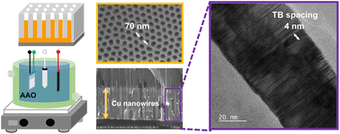 Graphical abstract: Electrodeposition of Cu nanowires with ultrahigh-density twin boundaries: an electrochemical perspective on nanotwinning