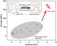 Graphical abstract: High strength chitosan-based nanocomposites with aligned nanosheets and crosslinked networks