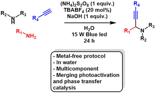Graphical abstract: Metal-free synthesis of propargylamines via light-mediated persulfate activation and phase-transfer catalysis