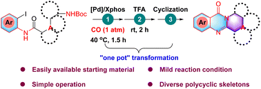 Graphical abstract: “One pot” synthesis of quinazolinone-[2,3]-fused polycyclic scaffolds in a three-step reaction sequence