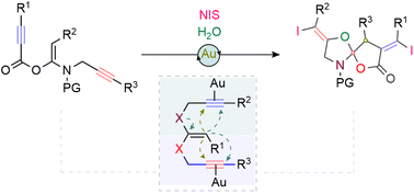 Graphical abstract: Gold(i)-catalysed cyclisation of (E)-ketene-N,O-acetals: a synthetic route toward spiro-oxazole-γ-lactones