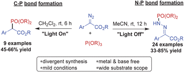 Graphical abstract: Chemodivergent phosphonylation of diazocarboxylates: light-on vs. light-off reactions