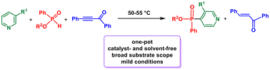 Graphical abstract: Catalyst- and solvent-free regiospecific SNHAr phosphinylation of pyridines with H-phosphinates mediated by benzoylphenylacetylene