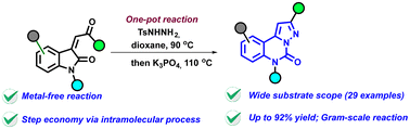 Graphical abstract: Leveraging in situ N-tosylhydrazones as diazo surrogates for efficient access to pyrazolo-[1,5-c]quinazolinone derivatives