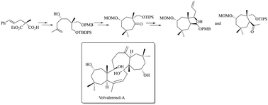 Graphical abstract: Synthetic studies towards volvalerenol A: access to a fully functionalized cycloheptane framework in an asymmetric fashion through the exploitation of C2-symmetry