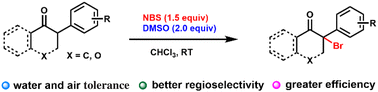 Graphical abstract: DMSO-promoted α-bromination of α-aryl ketones for the construction of 2-aryl-2-bromo-cycloketones