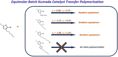 Graphical abstract: Quantitative comparison of the copolymerisation kinetics in catalyst-transfer copolymerisation to synthesise polythiophenes